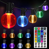 Ollny Christmas Lights Outdoor 30FT RGBW, Color Changing String Light with 20 Edison + 1 Spare G40 LED Bulbs, Plug in Remote Waterproof Connectable Timers Patio Lights for House Indoor Outside