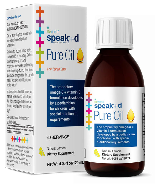 Lifetrients – Speak+D Pure Oil – Natural Lemon – 4.05 oz – Pediatrician Formulated to Support Children with Special Nutritional Requirements – Enhanced with Omega-3, Vitamin E, Vitamin D & Vitamin K