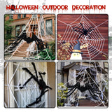 Halloween Decorations Outdoor 200" Halloween Spider Web + 59" Giant Fake Spider and 59" Round Spider Web + 29" Fake Spider, Indoor Outdoor Halloween Decorations Yard Home Parties Haunted House Decor