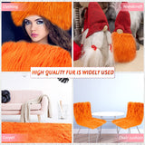 Faux Fur Fabric Christmas Fluffy Fuzzy Craft Shaggy Synthetic Plush Patch Sewing Fur Cuts for DIY Halloween Winter Costume Gnome Beard Miniature Dolls Costume Rugs Mats (Orange,60 x 18 Inch)