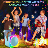 BAYSING Karaoke Machine for Kids, Portable Bluetooth Speaker with 2 Wireless Microphones, Mini Karaoke Machine with LED Light, Ideal Christmas, Birthday Toys Gift for 4, 5, 6, 7, 8, 9 Years Girl, Boy