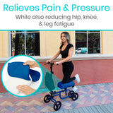 Vive Mobility Knee Scooter Pad Cover - Soft Plush Adult Sheepskin Memory Foam Cushion, Walker Accessory for Knee Roller, Padded Accessories Leg Cart Improves Comfort with Injury, Universal Fit (Blue)