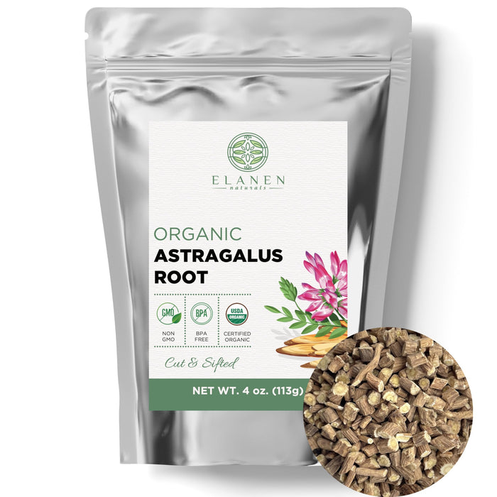 Organic Astragalus Root 4 oz. (113g), USDA Certified Organic Astragalus Dried Root Tea, Astragalus Root Organic, Dried Astralagus membranaceus, Huang Qi, Cut & Sifted