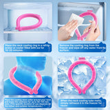 Neck Cooling Tube, Wearable Cooling Neck Wrap for Summer, Reusable 18℃/64℉ Ice Ring Neck Cooler for Heat Outdoor Sports,Outdoor Workers (Rose Red)