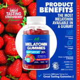 Melatonin 30mg Gummies for Adults – Maximum Strength, Non-GMO, Gluten-Free, Sugar-Free, 60 Vegetarian Gummies, Strawberry Flavor