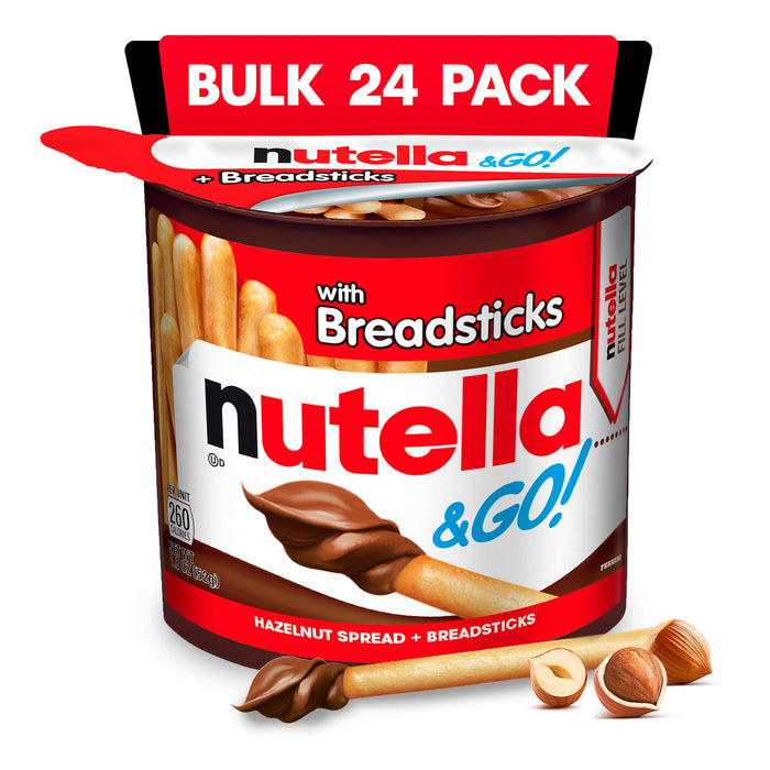 Nutella & Go Kids Snacks for Kids, Hazelnut Spread, 24 Pack, 1.8 oz