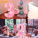 Pooqla Marquee Numbers Lights, light up Numbers Battery Powered, Glitter Lighted Numbers for Birthday Party, Shiny LED Numbers for Christmas Wedding Home Bar Decoration, Pink Number 6