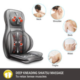 COMFIER Neck and Back Massager with Heat,Shiatsu Massage Chair Pad Portable with Compress & Rolling,Kneading Massager for Full Back & Shoulder,Full Body,Grey