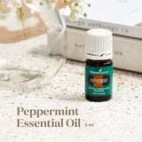 Young Living Peppermint Essential Oil 5ml | Ideal for Muscle Relaxation | Invigorating Mint Aroma | Cooling Sensation | Aromatherapy Diffuser at Home or After a Workout