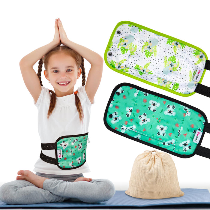 Pedobi 2 Pack Castor Oil Pack Wrap for Kids, Reusable Organic Cotton Castor Oil Pad Compress Relieve Stomach Discomfort Liver Detox with Adjustable Strap Anti Oil Leak