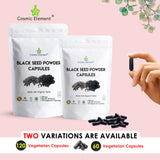 Cosmic Element 100% Pure Black Seed Powder Capsules Organic - Vegan Nigella Sativa 450mg Black Cumin Seeds per Serving for Health - 120 Capsules