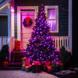 JMEXSUSS 250 LED Halloween String Lights, 91.5ft Purple Halloween Lights Outdoor Waterproof, 8 Lighting Modes Connectable Christmas Tree Lights for Yard Patio Party Holiday Decorations