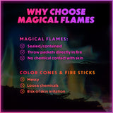 Magical Flames Fire Color Changing Packets for Campfires, Fire Pit, Outdoor Fireplaces - Camping Essentials for Kids & Adults - 12 Pack