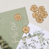 UNIQOOO Wax Seal Stickers - Eucalyptus Wedding Invitation Envelope Seal Stickers, 50 Pcs Self- Adhesive Prosecco Metallic Light Gold Stickers, Perfect for Invitation, Christmas, Gift Wrapping