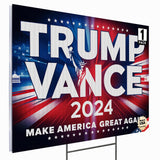 24"x18" 'Trump Vance 2024 Make America Great Again' Yard Sign with Stakes, Double Sided Political Yard Sign for Republican Party (Design 1)