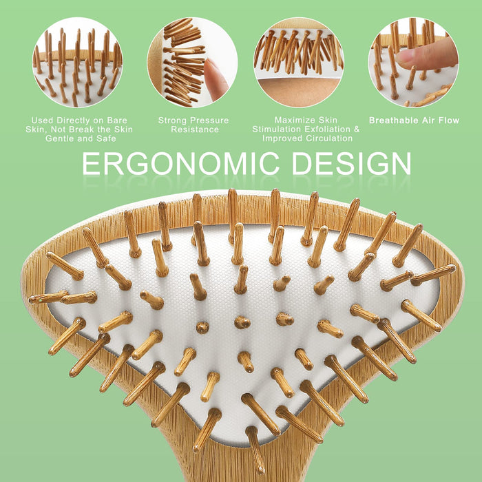 SIHASO Large Curved Bamboo Back Scratcher - 59 Wooden Points Provide Instant Itch Relief, Curved Handle & Air Cushion, Easy to Reach Itch Point, Back Massager for Men Women Adults（White）