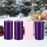 Mega Candles 4 pcs Unscented Christmas Advent Round Pillar Candle, Hand Poured Premium Wax Candles 3 Inch x 6 Inch, Holidays, Church, Decorations, Devotional, Celebration, Party & More