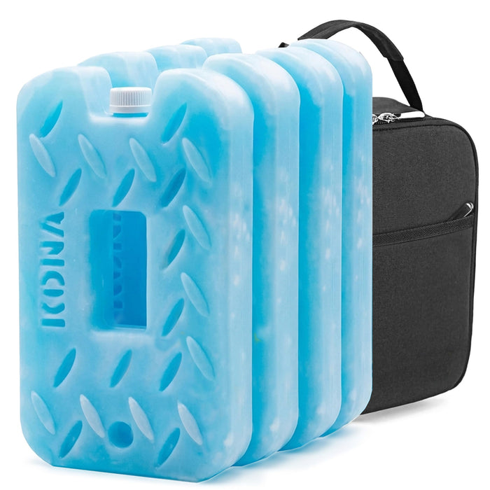 Kona Blue/Ice Ice Packs for Lunch Box - 2 lb Freezer Packs Compatible With Yeti Cooler Bags | Dry Ice Shock Pack, Long-Lasting Reusable Ice Packs for Lunch Bags (10" x 5.5" x 1.5" Pack of 4)