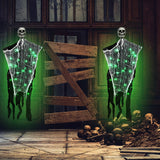 Halloween Decorations Outdoor Scary Hanging Ghosts Come with 60 LED Lights, Halloween Ghost Decor Outdoor, Indoor, Halloween Party, Balcony, Porch, Wall - Green Light