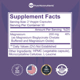 Chelated Magnesium Glycinate Supplement - 200mg - 180 Capsules