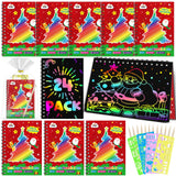 ZMLM Christmas Gifts Toys For Kids: 24 Pack Rainbow Scratch Art Notebook Bulk Scratch Art Party Favors Girls Boys Birthday Party Favors Scratch Pad Classroom Prizes Stocking Stuffers