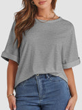 ATHMILE Christmas Tshirts Women Loose Fit Crewneck Short Sleeve Summer Casual Blouse 2024 Y2K Tee Tops Light Gray