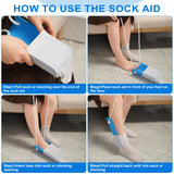 Kekoy Sock Aid, Easy to Use Sock Helper with Foam Handles, Sock Aide Device Pull Up Assistance Help, Sock Helper Stocking Slider for Elderly, Senior, Pregnant, Diabetics(Blue)