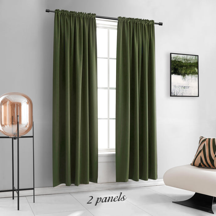 DONREN Dark Olive Green Christmas Deco Blackout Curtains 84 Inch Length for Guest Room - Cedar Green Room Darkening Thermal Insulated for Bedroom Livingroom 52" Wide x 84" Long,2 Panels