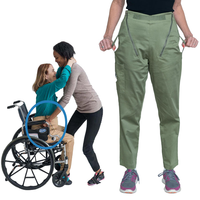 Transfer Pants - Standing Aid & Support for Transfering Disabled Wheelchair Patients Safely - Everyday Twill Chinos (as1, Numeric, Numeric_44, Numeric_46, Regular, Regular, Olive)