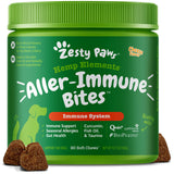 Zesty Paws Allergy Immune Soft Chews + Hemp Seed for Dogs - with Turmeric, Cod Liver Fish Oil, Beta Glucan, Vitamin C & Quercetin - Supports Dog Immune System Function + Seasonal Allergies - 90 Chews