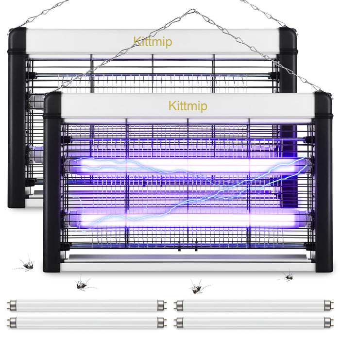2 Pack Electric Bug Zapper, 20W 2800V Powerful Fly Insect Gnat Traps Fly Killers Catcher Repellent Mosquito UVA Light Electric Zapper for Indoor Home, 4 Extra Replacement Bulbs