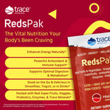 Trace Minerals | Reds Pak | Super Foods Powder Drink Mix Dietary Supplement | Polyphenols, Antioxidants, Fruits, Vegetables, Probiotics | Gut and Energy Support | Mixed Berry Flavor | 30 Packets