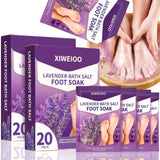 XIWEIOO 40 Packs of Foot Bath soak Salts kit Lavender Epsom Salts Tea Tree Oil Dry Cracked HEE Toenail Athletes Foot, Stubborn Foot Odor Scent, Softens Calluses Pedicure Tired Feet spa Message