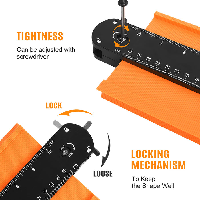 dodowin Connectable Contour Gauge 20inch, Christmas Gifts, Mens Gifts for Birthday Dad Husband Him, Super Gauge Outline Shape Tool，Anniversary Boyfriend Gifts Ideas, Woodworking Flooring Tools