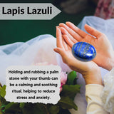 Lapis Lazuli Palm Stone - Pocket Massage Worry Stone for Natural Body Chakra Balancing, Reiki Healing and Crystal Grid