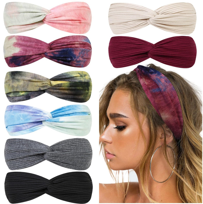 Huachi Boho Headbands for Women Fashion Women Headband Tie Dye Soft Elastic Hair Bands for Women's Hair Fashion Twist Turban Hair Wraps for Girls Summer Hair Accessories