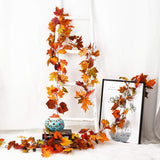 DearHouse 2 Pack Fall Garland Maple Leaf, 5.9Ft/Piece Hanging Vine Garland Artificial Autumn Foliage Garland Thanksgiving Decor for Home Wedding Fireplace Party Christmas (Orange)