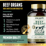 One Earth Health New Zealand 100% Grass Fed Beef Organs – (200 Count, 3,000mg Serving) Liver, Heart, Kidney, Pancreas, Spleen Supplement. Organ Meat Complex sourced from New Zealand