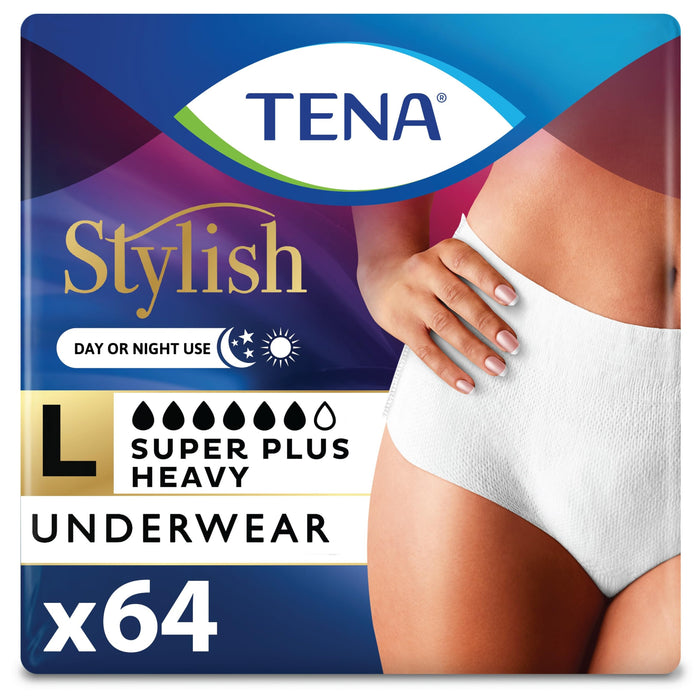 TENA Incontinence & Postpartum Underwear for Women, Super Plus Absorbency, Large - 16 Count(Pack of 4)