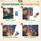 Advent Calendar 2024, Christmas Puzzle for Kids and Adults, 24 Days Countdown Calendars for Boys Girls, 1008 Pieces Christmas Puzzle in 24 Boxes, Christmas Department(27.56 x 19.68 Inch)