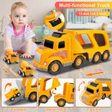 Nicmore Construction Truck Toddler Toys Car: Toys for 1 2 3 4 Year Old Boy 5 in 1 Carrier Toys for Kids Age 1-3 2-4| 18 Months 2 Year Old Boy Christmas Birthday Gifts