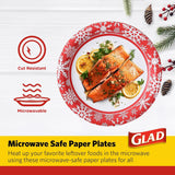 Glad Everyday Disposable Paper Plates with Holiday Red Snowflake Design | Heavy Duty Paper Plates, Microwavable Paper Plates | Red Snowflake Holiday Design | 7 Inch, 30 Count - 24 Pack