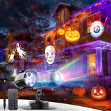 Minetom 3 in 1 Halloween Christmas Projector Lights Outdoor 21 HD Effects (3D Ocean Wave + Patterns+Red Green) Waterproof with Timer Halloween Landscape Lights for Indoor Holiday