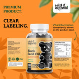 Wild & Organic Black Cumin Seed Oil Gummies - Nigella Sativa Supplement with Omega 3, 6, 9 Fatty Acids - Vegan, Non-GMO - 60 Chews