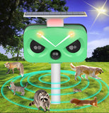 2024 New Ultrasonic Animal Repeller, 4 Modes Outdoor Solar Powered Animal Repeller with Motion Sensor & Flashing Light for Dogs、Cat、Bird、 Squirrels、Raccoon、Rabbit in Garden Yard Farm, IP66 Waterproof