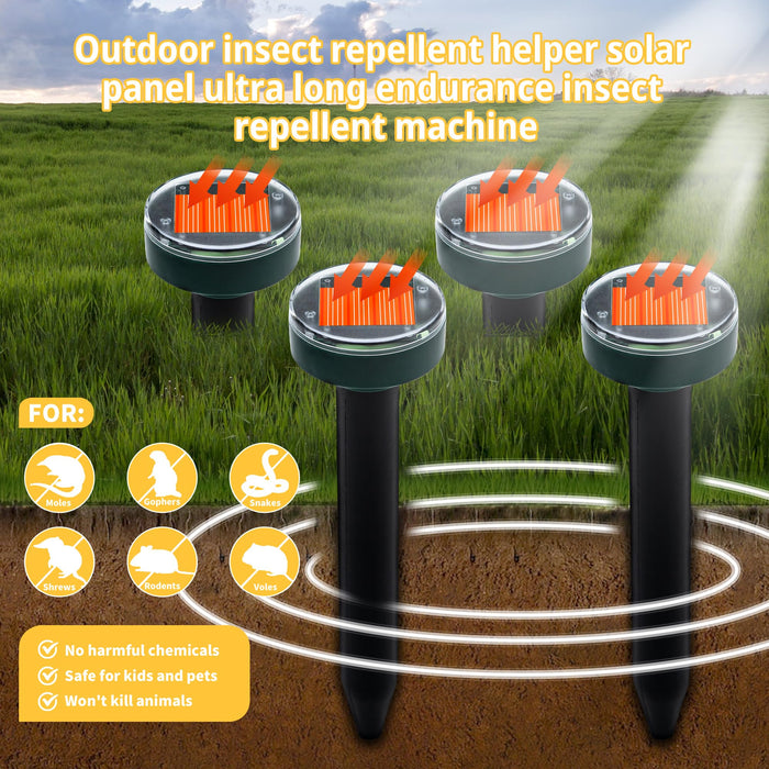 6pk Solar Upgrade Mole Repellent for Lawns Gopher Repellent Ultrasonic Powered Snak Repellent Deterrent Mole Repeller Mole Repellent Outdoor Lawns Yard Garden All Pests Stakes Chaser Sonic Spikes