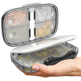 Medicine Pill Organizer Travel Airtight Pill Box for Purse Vitamin Organizer Large Compartments Portable Medication Storage Pocket Pharmacy Container with Labels Supplement Holder Pill Case Compact