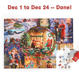 Advent Calendar 2023 Christmas Jigsaw Puzzles, Xmas' Coming Puzzles for Adults Kids, 24 Parts 1000 Pieces Christmas Countdown Calendars Jigsaw Puzzles Gift Puzzle Home Decoration