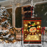 Lighted Christmas Garden Flag for Outside, Led Snowman Garden Flag Decor, Winter Yard Flag 12x18 Double Sided for Outdoor Yard Porch Lawn Decoration