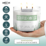 Essential Elements by Candle-lite Scented Candles, Eucalyptus & Mint Leaf Fragrance, One 14.75 oz. Three-Wick Aromatherapy Candle with 45 Hours of Burn Time, Off-White Color